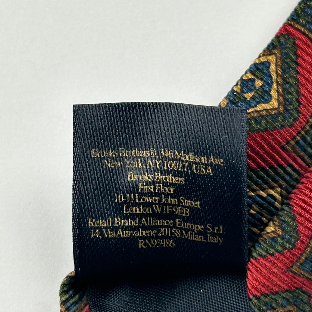 Vintage Brooks‎ Brothers Makers and Merchants Burgundy Geometric Silk Tie USA - Picture 6 of 8